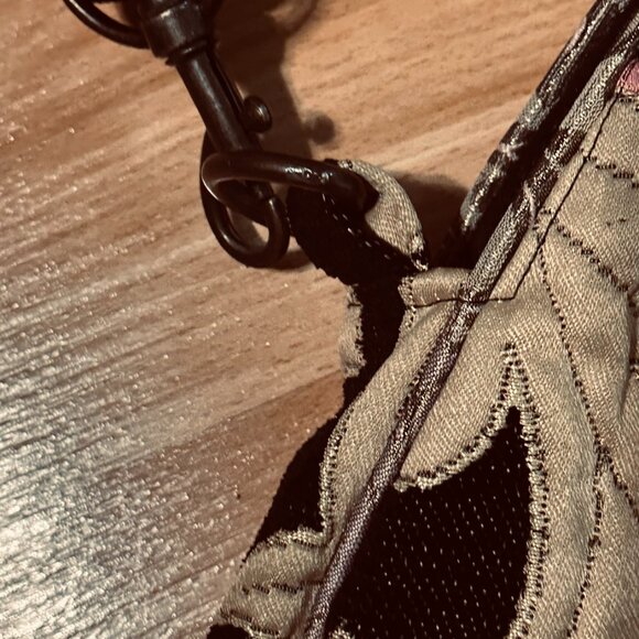 ZARA Crossbody Handbag Boho Wooden Handles Embroidered Fabric Black Tan Purses - Picture 14 of 14